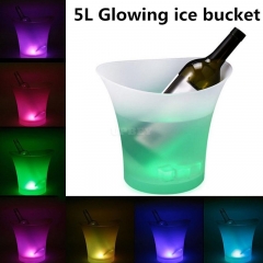 5L Glowing LED Ice Bucket 7-Color Champagne Wine Drinks Beer Ice Cooler for Restaurant Bars Nightclubs KTV Pub Party