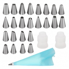 Kitchen DIY Icing Piping Cream Pastry Bag + Tips Set Cake Cookies Decorating Tools 27-piece set (bag)