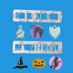 2Pcs Halloween Embossing Mold DIY Cake Decorating Biscuits Baking white
