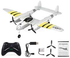 FX-816 World War II Air Force P38 RC Airplane 2.4GHz 2CH RC Aircraft Fixed Wing Outdoor Flight Drone for Kid Toys Silver Silver