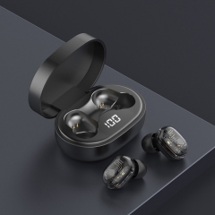 A6S TWS Earphone Wireless Bluetooth 5.0 Digital Display Stereo Headsets Universal In-Ear Earbuds Ergonomic Design Sweatproof black