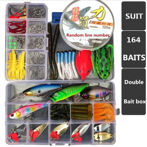 164pcs/set Fishing Bait Fittings Kit for Fresh Salt Water + 2pcs Bait Box