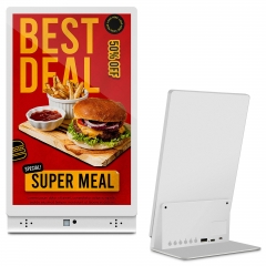 10.1" White L-Shape Digital Signage Display - Free RTOS, IPS, Motion Sensor, Power Bank Compatible for Desktop Advertising, Coffè Shop, Restaurant, De