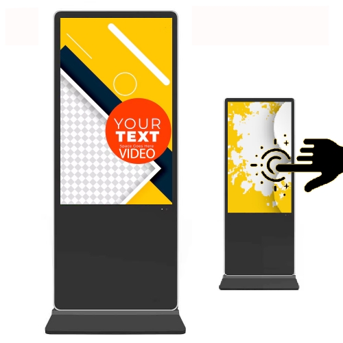 49" Floor-Standing IR Touch LCD Touch Display (Windows) Black Totem for Digital Signage in Malls, Retail Stores, Airports, and Restaurants