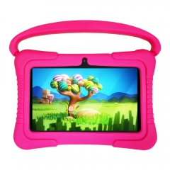 7" Pink Kids New Tablet Educational Desktop Display LCD Anti-Shock Touch Android PC for Children WiFi Cheap Silicon Case Holder