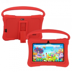 7" Red Kids New Tablet Educational Desktop Display LCD Anti-Shock Touch Android PC for Children WiFi Cheap Silicon Case Holder