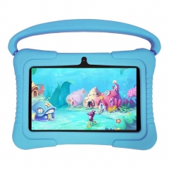 7" Blue Kids New Tablet Educational Desktop Display LCD Anti-Shock Touch Android PC for Children WiFi Cheap Silicon Case Holder