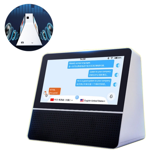 Dual Screen Smart Translator – 7” Android Display with Battery, Speaker, Desktop Stand for Airports, Hotels, Restaurants, Retail & Meeting Rooms