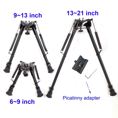 6,9,13" Harris Style Bipod Light Weight design Spring Extending W/O Adapter