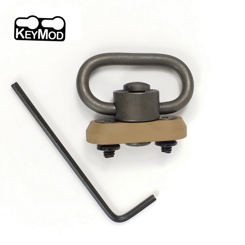 1.25 Inch Loop Tan Color QD Sling Swivel Adapter Rail Mount Kit For Keymod Slot 1,2,4,6 Pack Loop Included