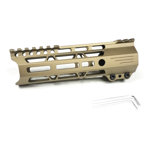 7 Inch Lightweight Clamp Mount Type M-LOK Handguards Edge CNC Chamfering For .223/5.56(AR15）,Golden Coor