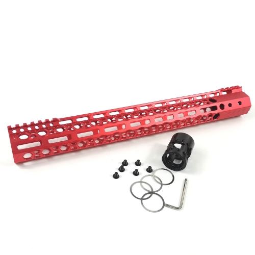 15 Inch M-LOK Handguard Rail Picatinny Mount System Fit .223/5.56 (AR15 ) Red Color