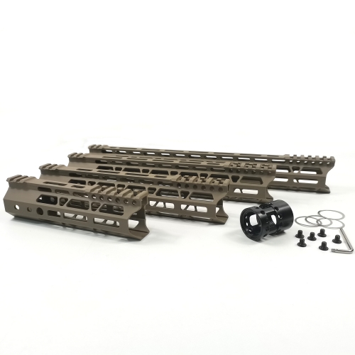 7/10/12/15 Inch Screw Mounted M-LOK Handguards Edge CNC Chamfering For .223/5.56 Flat Dark Earth Color