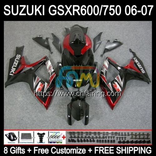 Injection Mold For SUZUKI GSXR600 GSXR750 GSXR 600 Red black hot 750 CC 600CC 750CC 2006 2007 K6 GSXR-750 GSXR-600 GSX-R750 06 07 OEM Fairing 36HM.96