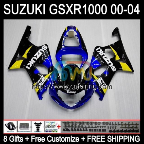 Injection Mold Body For SUZUKI GSXR 1000 CC GSX-R1000 GSXR1000 Blue black 1000CC K2 GSXR-1000 00 01 02 GSX R1000 2000 2001 2002 OEM Fairing 37HM.72