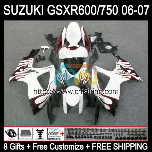 Injection Mold OEM For SUZUKI GSXR 600 750 CC 600CC 750CC GSX-R600 K6 GSXR600 GSXR-750 06 Red Flames 07 GSXR750 GSXR-600 2006 2007 Fairings 36HM.44