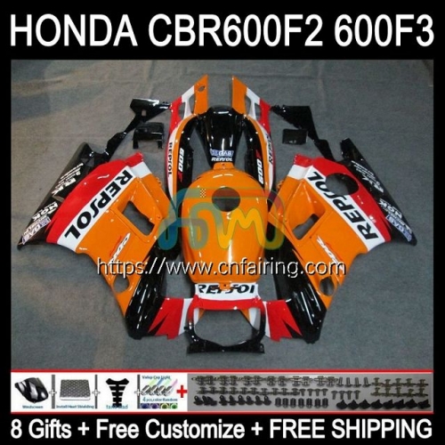 Injection Mold Body For HONDA CBR600F3 CBR600 F3 CBR 600 F3 FS CC CBR 600F3 95 96 97 98 CBR600FS 1995 1996 1997 1998 OEM Fairing Repsol Orange 34HM.0