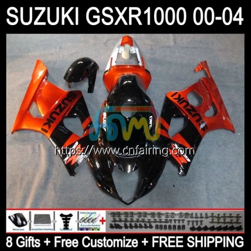 Injection Mold Body For SUZUKI GSXR 1000 CC GSX-R1000 GSXR1000 1000CC K3 Cowling GSXR-1000 03 04 GSX R1000 2003 2004 OEM Fairing Black Orange 38HM.0