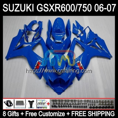 Injection Mold For SUZUKI GSXR600 GSXR750 GSXR 600 750 CC 600CC 750CC 2006 2007 K6 GSXR-750 GSXR-600 GSX-R750 06 07 OEM Fairing 36HM.77 Glossy Blue