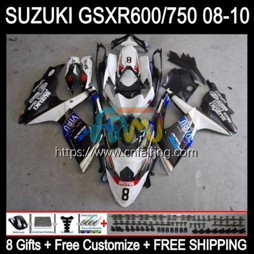 Injection Mold For SUZUKI GSXR-600 White black 750CC K8 GSXR600 GSXR-750 2008 2009 2010 GSXR750 GSX-R600 K8 GSXR 600 750 CC 08 09 10 Fairing 39HM.82