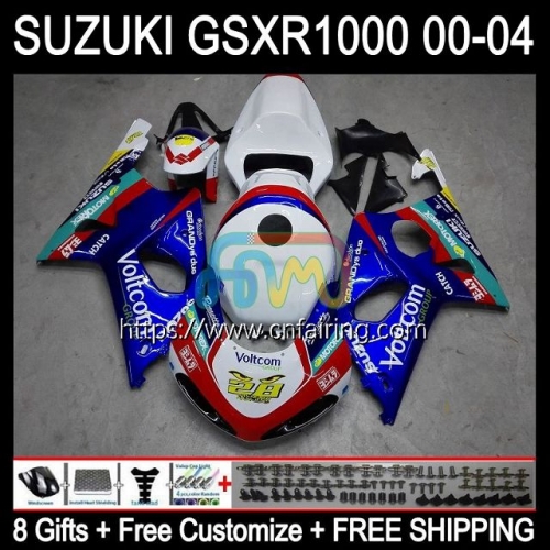 Injection Mold OEM For SUZUKI 1000CC K2 GSX-R1000 GSXR1000 2000 2001 2002 Body GSXR-1000 White blue GSX R1000 GSXR 1000 CC 00 01 02 Fairing 37HM.81