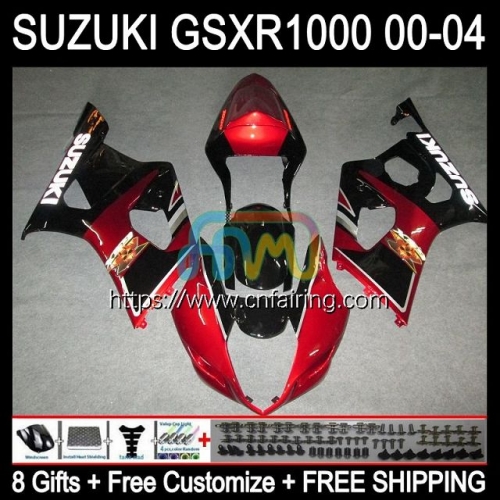 Injection Mold Body For SUZUKI GSXR 1000 CC GSX-R1000 GSXR1000 1000CC Red black hot K2 GSXR-1000 00 01 02 GSX R1000 2000 2001 2002 OEM Fairing 37HM.63