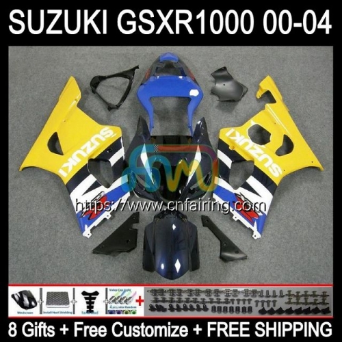 Injection Mold Body For SUZUKI GSXR 1000 CC GSX-R1000 GSXR1000 1000CC K2 GSXR-1000 00 01 02 Blue yellow GSX R1000 2000 2001 2002 OEM Fairing 37HM.35