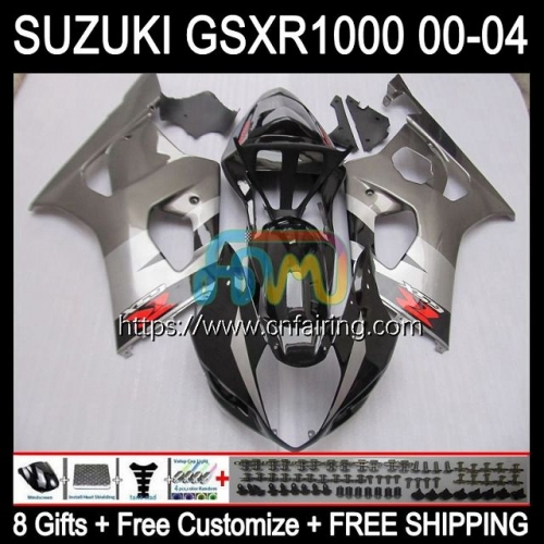 Injection Mold Body For SUZUKI GSXR 1000 CC Black Silver GSX-R1000 GSXR1000 1000CC K2 GSXR-1000 00 01 02 GSX R1000 2000 2001 2002 OEM Fairing 37HM.65