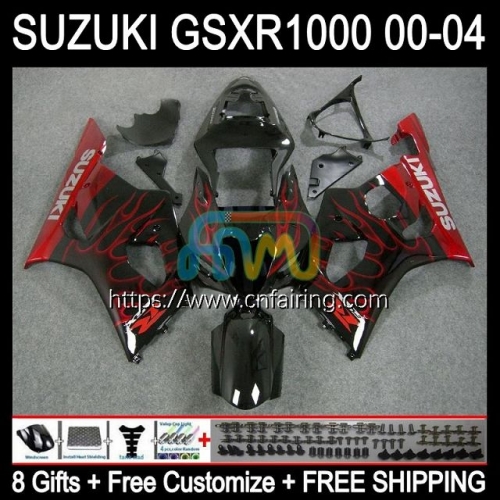 Injection Mold OEM For SUZUKI 1000CC K2 GSX-R1000 GSXR1000 2000 2001 2002 Body GSXR-1000 GSX R1000 GSXR 1000 Red flames CC 00 01 02 Fairing 37HM.93