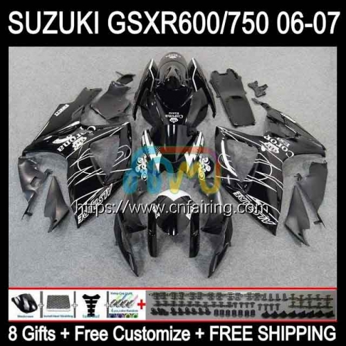 Injection Mold OEM For SUZUKI GSXR 600 750 CC 600CC Black CORONA 750CC GSX-R600 K6 GSXR600 GSXR-750 06 07 GSXR750 GSXR-600 2006 2007 Fairings 36HM.10