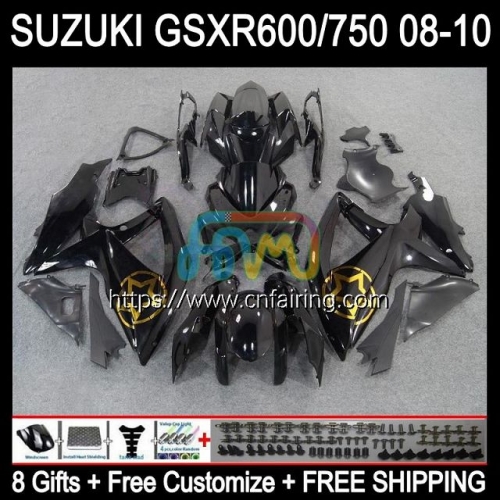 Injection Mold For SUZUKI GSXR-600 GSX-R600 K8 GSXR600 GSXR-750 GSXR Gold black 600 750 CC GSXR750 08 09 10 600CC 2008 2009 2010 OEM Fairing 39HM.7