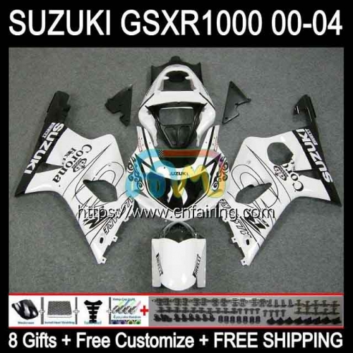 Injection Mold OEM For SUZUKI 1000CC K2 GSX-R1000 GSXR1000 2000 2001 2002 Body White black GSXR-1000 GSX R1000 GSXR 1000 CC 00 01 02 Fairing 37HM.86