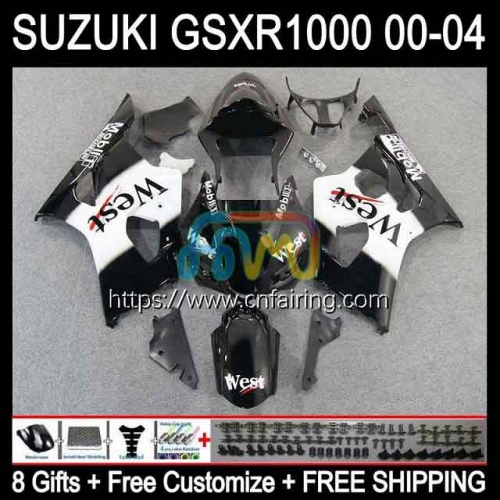 Injection Mold Body For SUZUKI GSXR 1000 CC GSX-R1000 GSXR1000 Black West 1000CC K2 GSXR-1000 00 01 02 GSX R1000 2000 2001 2002 OEM Fairing 37HM.41