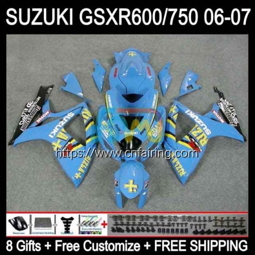 Injection Mold For SUZUKI GSXR600 GSXR750 GSXR 600 RIZLA Blue 750 CC 600CC 750CC 2006 2007 K6 GSXR-750 GSXR-600 GSX-R750 06 07 OEM Fairing 36HM.95