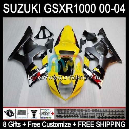 Injection Mold Body For SUZUKI GSXR Yellow grey 1000 CC GSX-R1000 GSXR1000 1000CC K3 Cowling GSXR-1000 03 04 GSX R1000 2003 2004 OEM Fairing 38HM.71