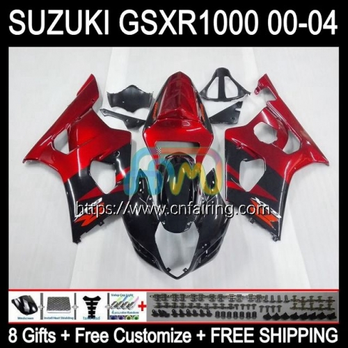 Injection Mold Body For SUZUKI GSXR 1000 CC GSX-R1000 GSXR1000 1000CC K3 Cowling GSXR-1000 03 04 GSX R1000 2003 2004 OEM Fairing Metallic Red 38HM.68