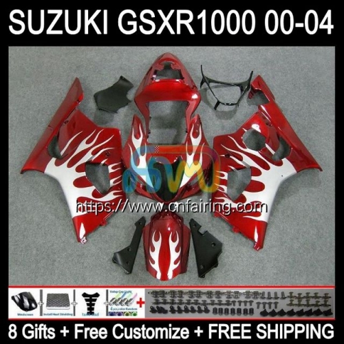 Injection Mold Body For SUZUKI GSXR 1000 CC GSX-R1000 GSXR1000 1000CC White red hot K3 Cowling GSXR-1000 03 04 GSX R1000 2003 2004 OEM Fairing 38HM.19