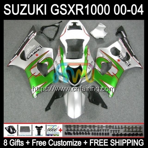 Injection Mold OEM For SUZUKI 1000CC K2 GSX-R1000 GSXR1000 2000 2001 2002 Body GSXR-1000 GSX Green silver R1000 GSXR 1000 CC 00 01 02 Fairing 37HM.110