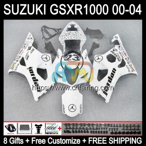 Injection Mold OEM For SUZUKI 1000CC K2 GSX-R1000 GSXR1000 2000 2001 2002 Body GSXR-1000 GSX R1000 GSXR 1000 White black CC 00 01 02 Fairing 37HM.108