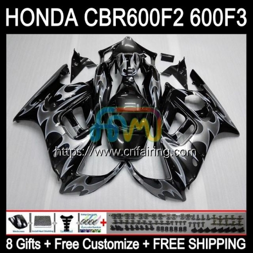 Bodys Kit For HONDA CBR 600F2 CBR600 F2 CBR 600 F2 FS CC Bodywork CBR600F2 91 92 93 94 CBR600FS 1991 1992 1993 1994 OEM Fairings Silver Flame 33HM.144