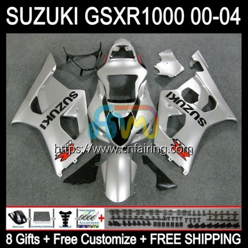Injection Mold OEM For SUZUKI 1000CC K2 GSX-R1000 GSXR1000 2000 2001 2002 Body ALL Silvery GSXR-1000 GSX R1000 GSXR 1000 CC 00 01 02 Fairing 37HM.100