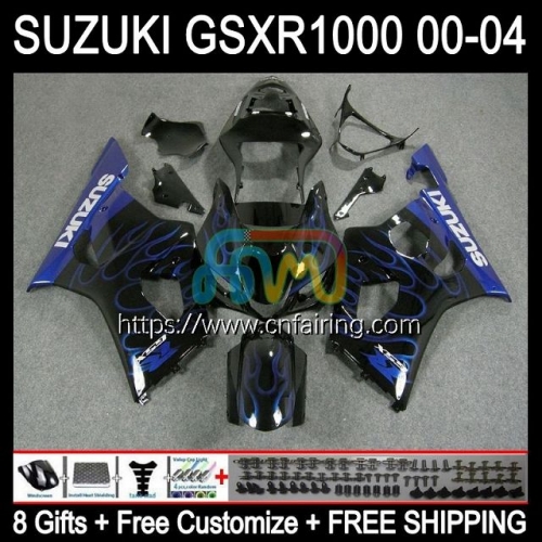 OEM Injection Mold For SUZUKI GSX-R1000 GSX R1000 GSXR1000 2003 2004 Blue Flames 1000CC Body K3 Cowling GSXR-1000 GSXR 1000 CC 03 04 Fairing 38HM.106