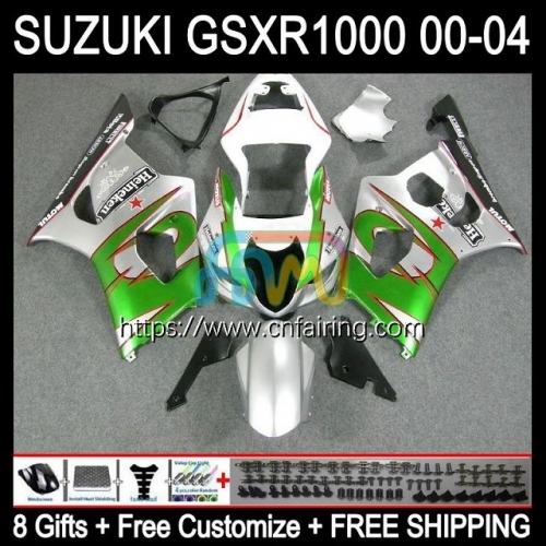 OEM Injection Mold For SUZUKI GSX-R1000 GSX Silver green R1000 GSXR1000 2003 2004 1000CC Body K3 Cowling GSXR-1000 GSXR 1000 CC 03 04 Fairing 38HM.110