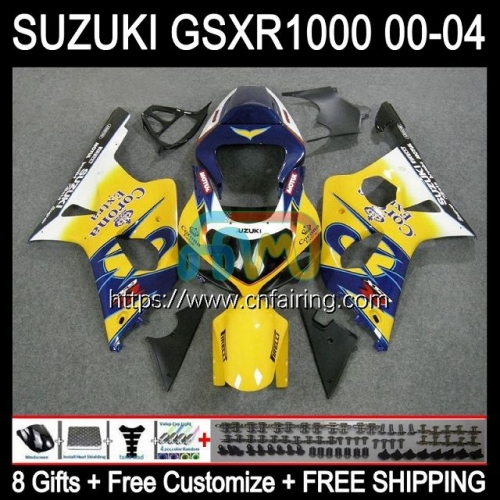 OEM Injection Mold For SUZUKI GSX-R1000 GSX R1000 GSXR1000 2003 2004 1000CC Body K3 Cowling GSXR-1000 GSXR 1000 CC 03 04 Blue yellow Fairing 38HM.90