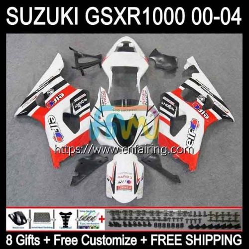 Injection Mold Body For SUZUKI GSXR 1000 CC GSX-R1000 GSXR1000 1000CC K3 Cowling GSXR-1000 03 04 GSX R1000 2003 2004 White red blk OEM Fairing 38HM.55