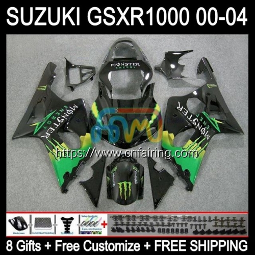 Injection Mold Body For SUZUKI GSXR 1000 CC GSX-R1000 GSXR1000 1000CC K3 Cowling GSXR-1000 03 Green black 04 GSX R1000 2003 2004 OEM Fairing 38HM.54