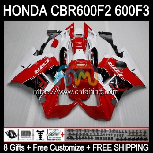 Bodys Kit For HONDA CBR 600F2 CBR600 F2 CBR 600 F2 FS CC Bodywork CBR600F2 91 92 93 94 CBR600FS 1991 1992 1993 1994 White red OEM Fairings 33HM.150