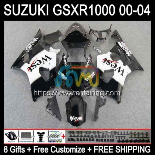 Injection Mold Body For SUZUKI GSXR 1000 CC GSX-R1000 GSXR1000 1000CC K3 Cowling GSXR-1000 Black West 03 04 GSX R1000 2003 2004 OEM Fairing 38HM.41