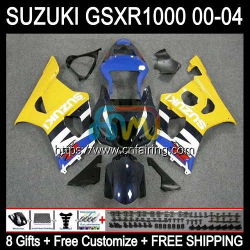 Injection Mold Body For SUZUKI GSXR 1000 CC GSX-R1000 GSXR1000 1000CC K3 Cowling GSXR-1000 03 04 GSX R1000 2003 Yellow blue 2004 OEM Fairing 38HM.35
