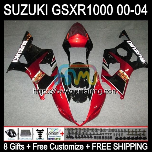 Injection Mold Body For SUZUKI GSXR 1000 CC GSX-R1000 GSXR1000 1000CC K3 Cowling GSXR-1000 03 04 GSX R1000 2003 2004 Black red hot OEM Fairing 38HM.63